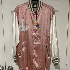 Pink and White Varsity Jacket